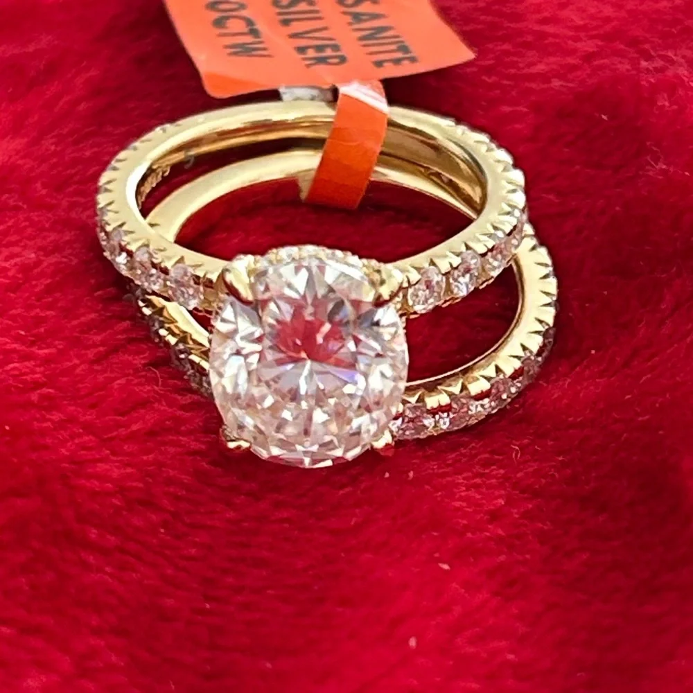 Luxury 7.0 CTW Moissanite Diamond gold wedding bridal Set size 9 - Picture 1 of 8